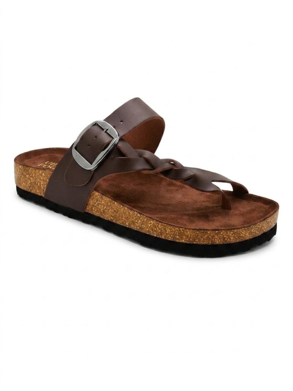 NWT Ubxrin Braided Leather Slide Sandal Slip On Buckle Brown Footbed 11 Gorpcore